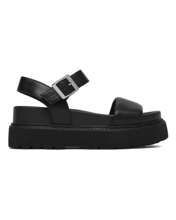 Sandale dama,  negru, sintetic, inchidere velcro