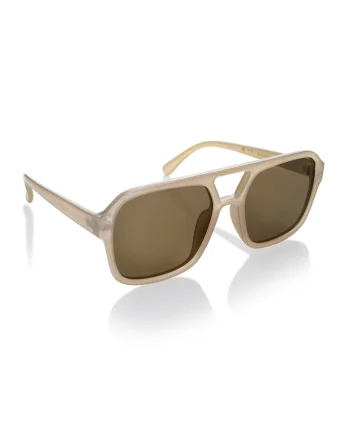 Ochelari de soare aviator unisex polarizati cu model uni, Maro nisip