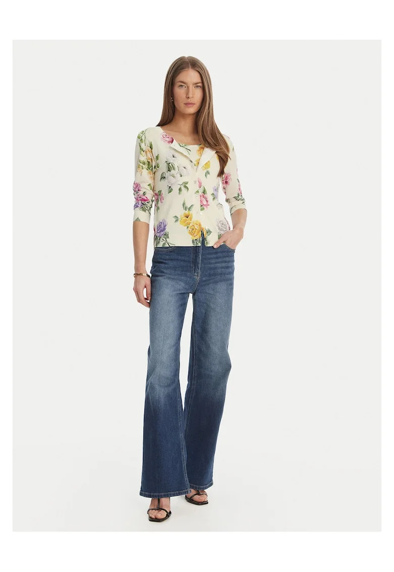 Cardigan dama,  bej, 65% viscoza, 35% poliamida, cu nasturi,