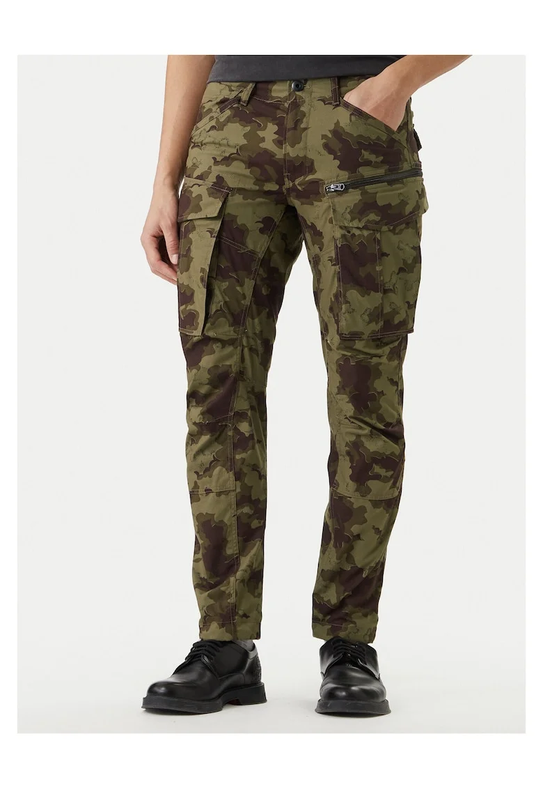 Pantaloni barbati,  bumbac, fermoar, camuflaj verde,