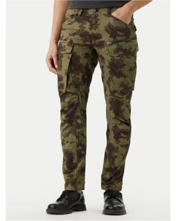 Pantaloni barbati,  bumbac, fermoar, camuflaj verde,
