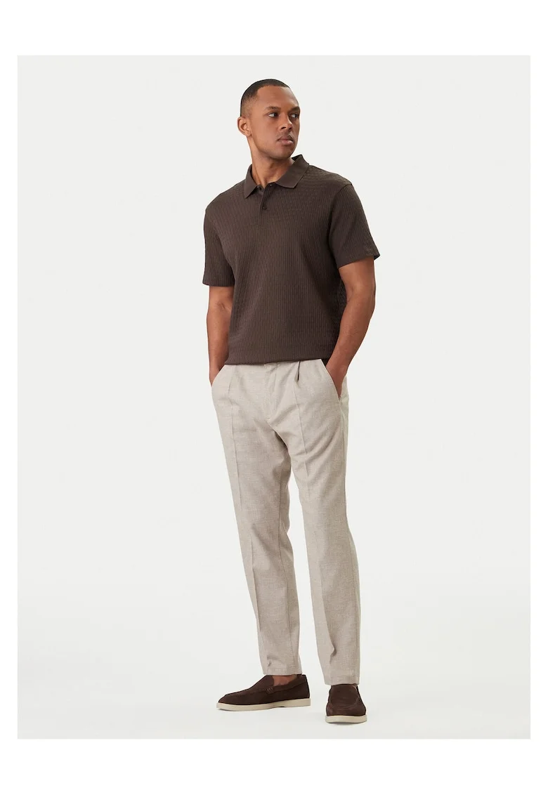 Pantaloni barbati,  fermoar, bumbac/poliester/viscoza, bej