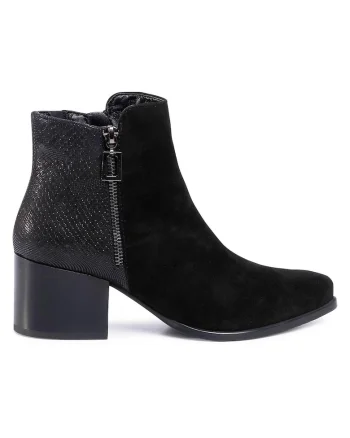 Botine dama,  piele naturala, toc clasic, negru,