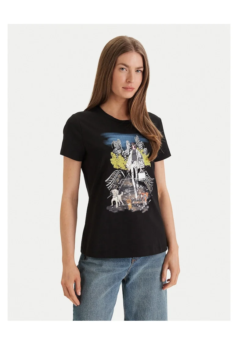 Tricou dama,  negru, bumbac/modal/elastan
