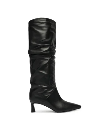 Cizme dama,  piele naturala, negru, toc clasic,