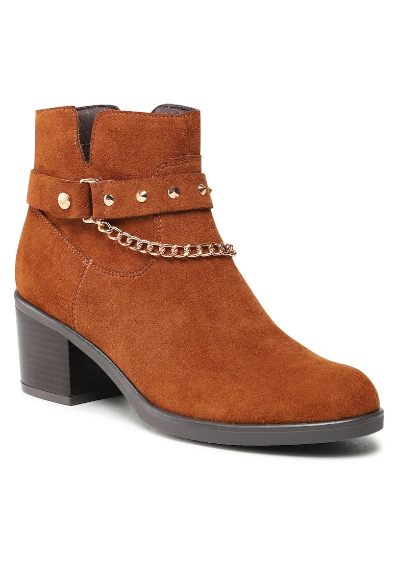 Botine de dama,  material textil, maro, 38 EU,