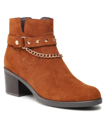 Botine de dama,  material textil, maro, 38 EU,