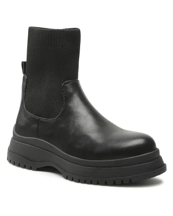 Botine,  piele ecologica, negru