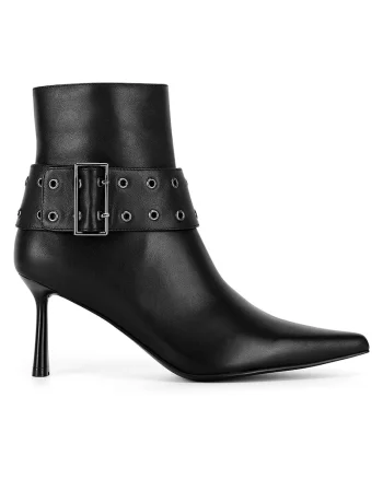 Botine dama,  piele naturala, stiletto, negru,