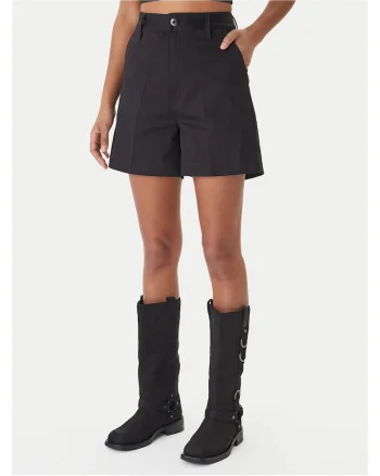 Pantaloni scurti dama,  bumbac, fermoar, negru