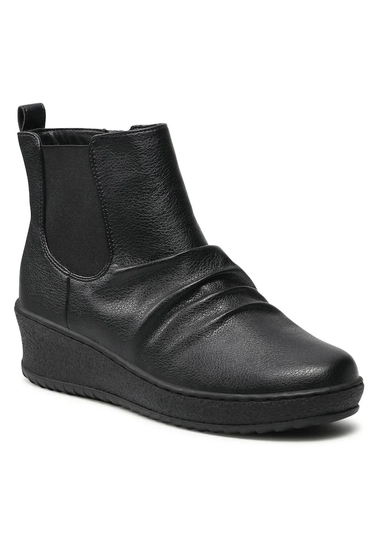 Botine pentru femei,  piele ecologica, negru,