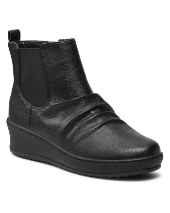 Botine pentru femei,  piele ecologica, negru,