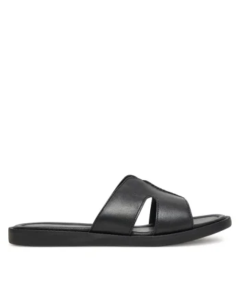 Papuci dama,  piele naturala, negru, confortabili