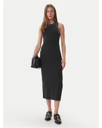Rochie casual,  neagra, bumbac