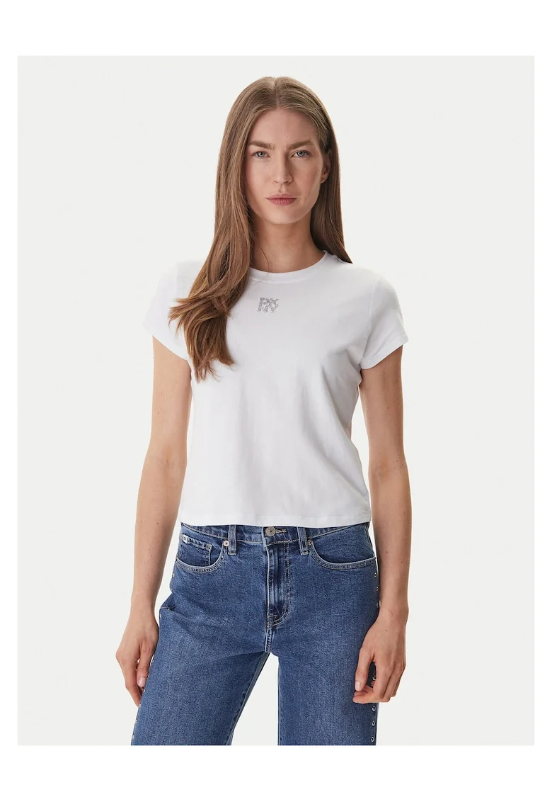 Tricou dama,  bumbac/elastan, alb