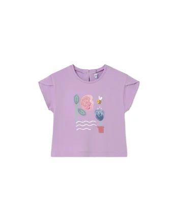 Tricou copii,  bumbac, violet, 95% bumbac, 5% elastan