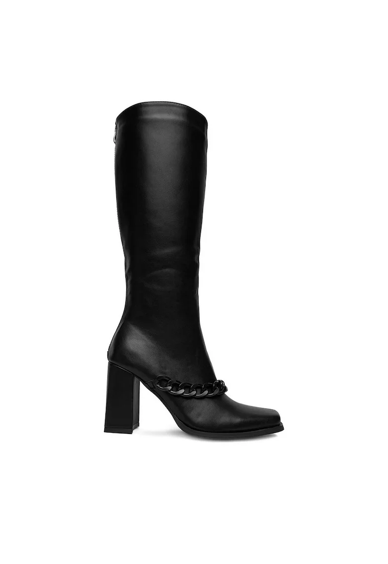 Cizme dama,  material textil, negru,
