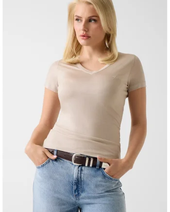 Tricou din lyocell cu decolteu in V, Bej