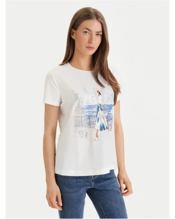 Tricou dama,  alb, bumbac/modal/elastan