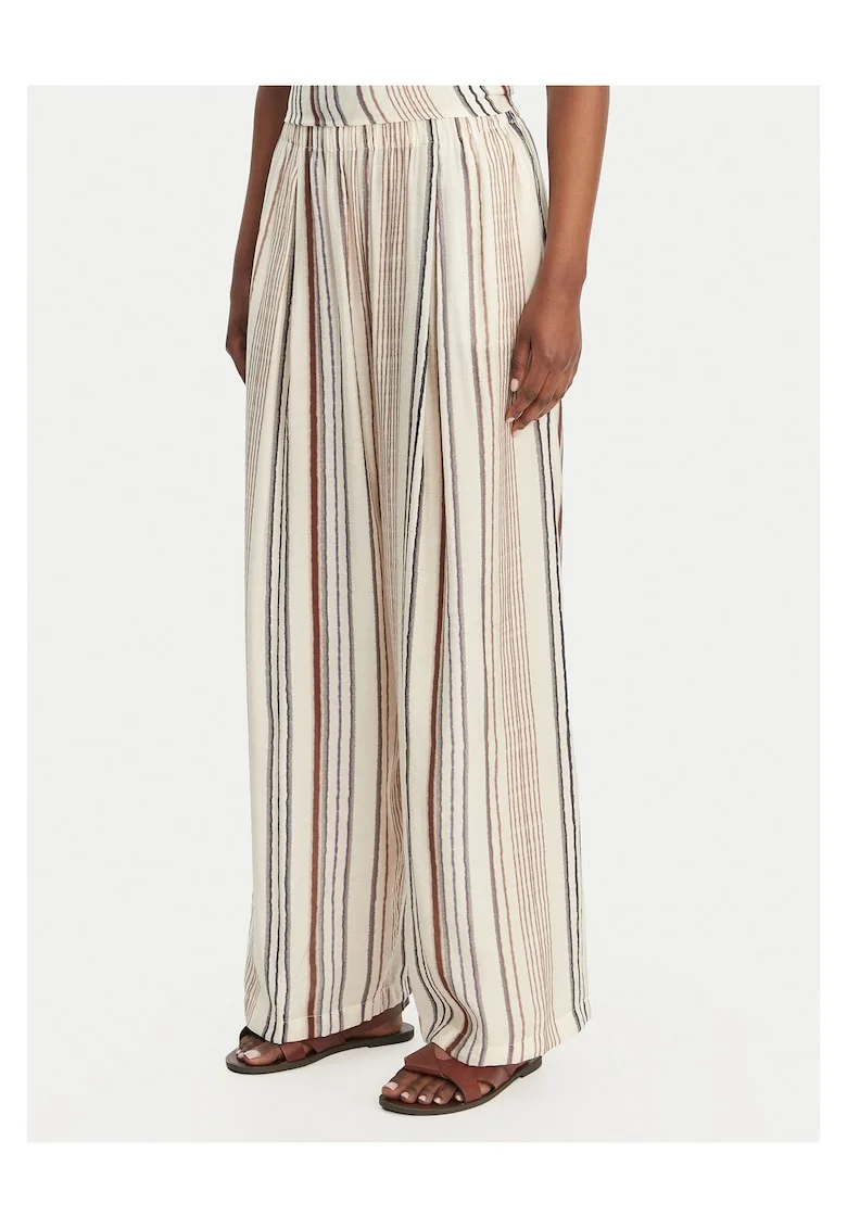 Pantaloni dama,  rayon, eleganti, dungi, ecru