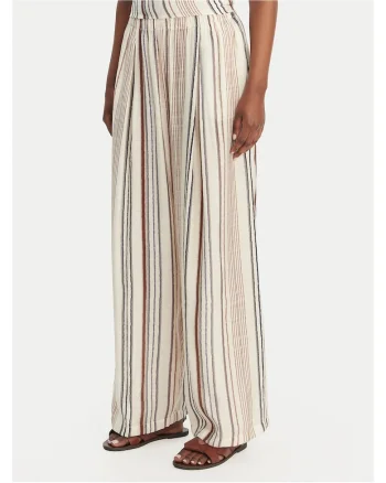 Pantaloni dama,  rayon, eleganti, dungi, ecru