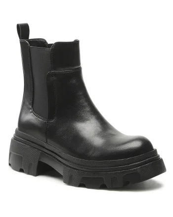 Botine dama,  piele ecologica, negru, 38 EU,