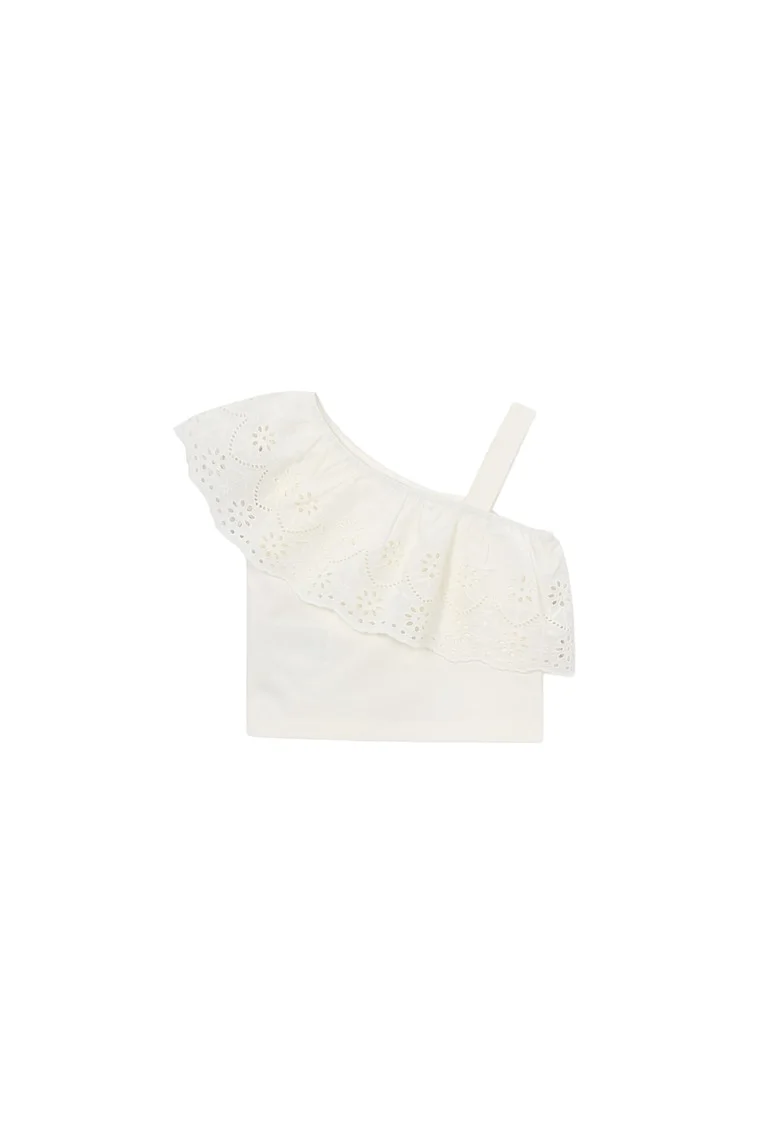 Tricou copii,  Ecru, bumbac, pentru fete