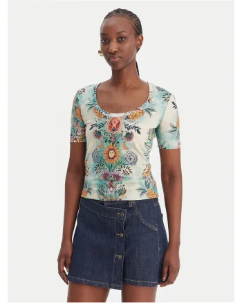 Tricou dama,  slim fit, multicolor, bumbac