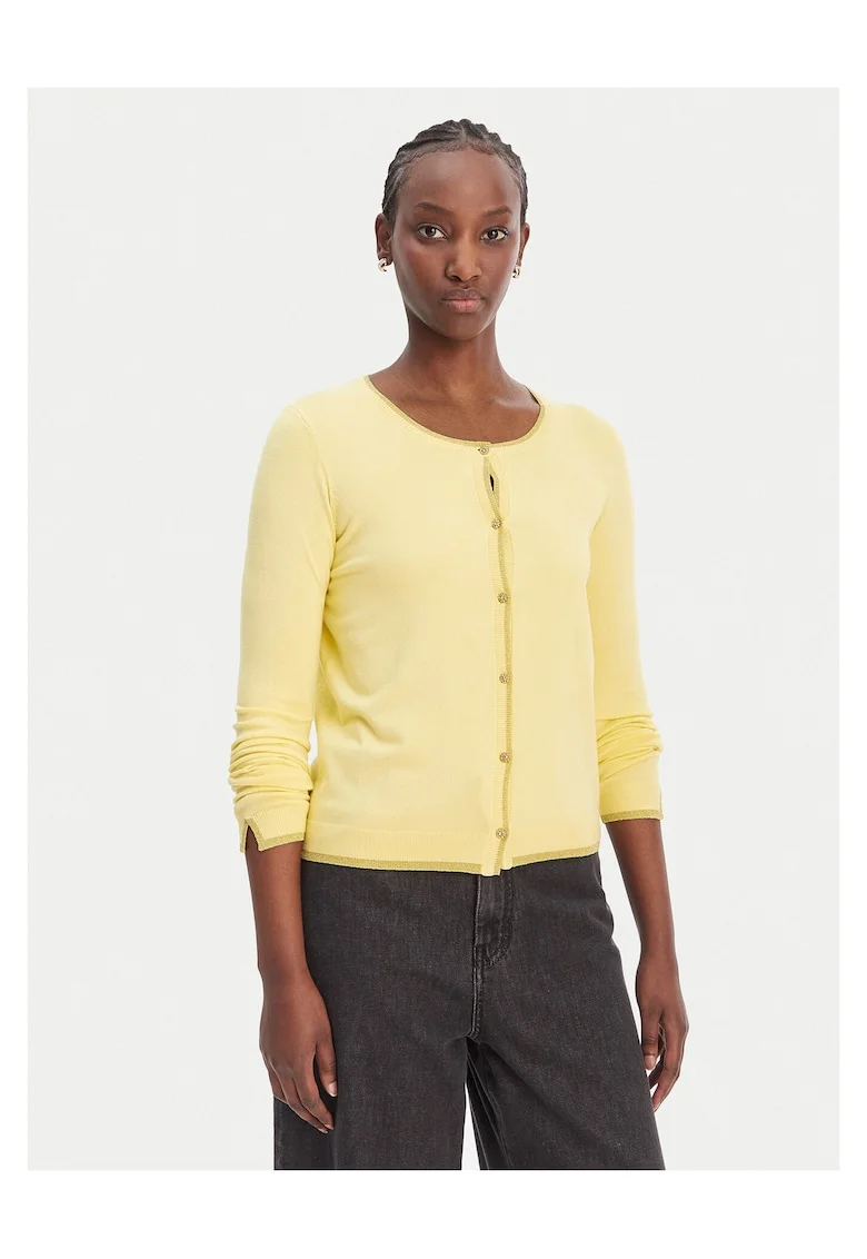 Cardigan dama,  galben, viscoza, Galben