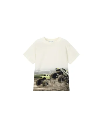 Tricou copii,  din bumbac 100%, alb, pentru baieti