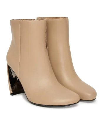 Botine femei,  piele naturala, bej,