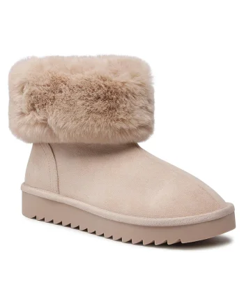 Botine  material textil, bej