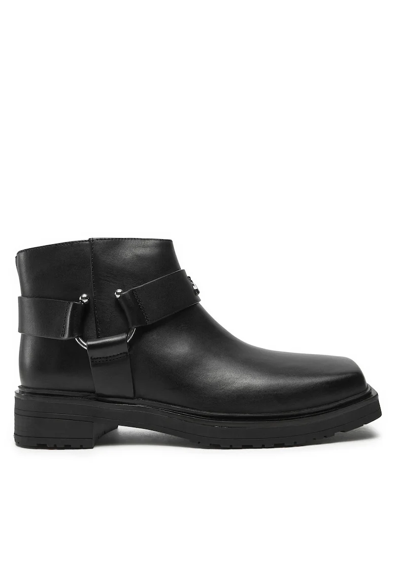Botine dama,  piele naturala, negru, fermoar,