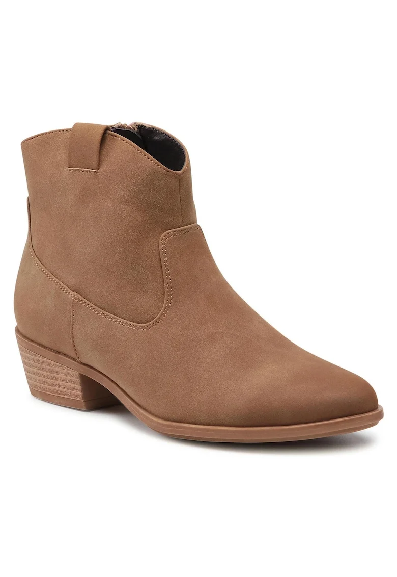 Botine de dama,  piele ecologica, maro