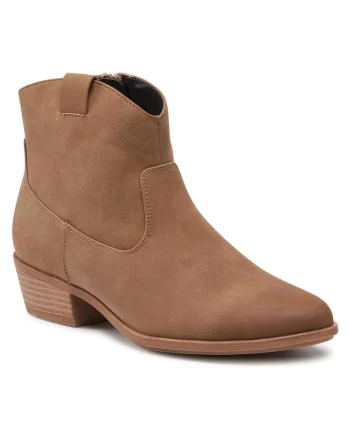 Botine de dama,  piele ecologica, maro