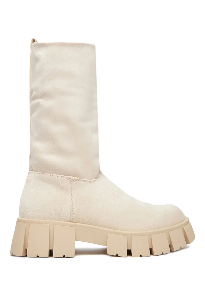 Botine de dama,  material textil, bej,