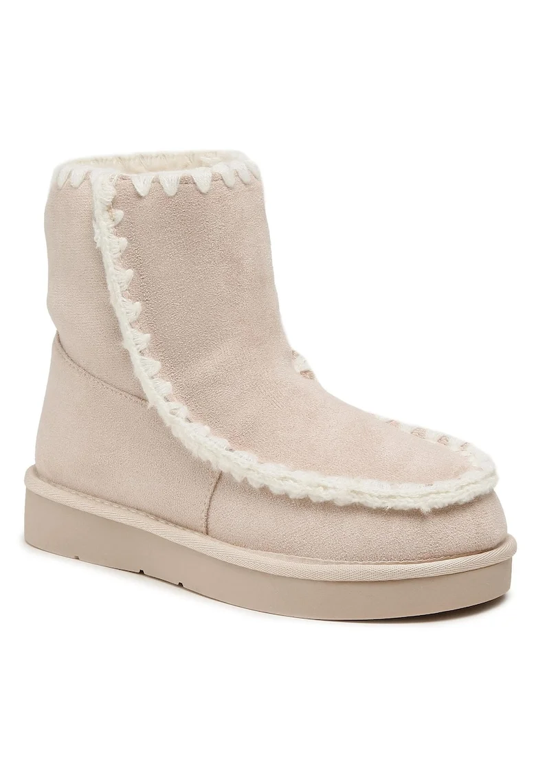 Botine dama,  bej, material textil, design casual,