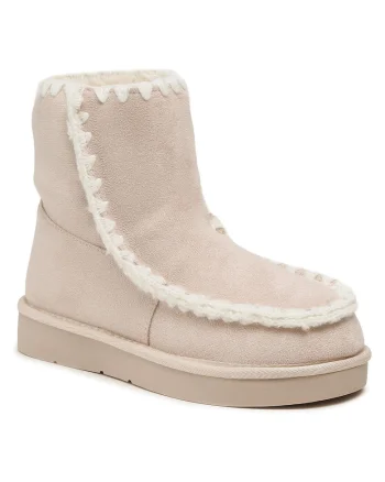 Botine dama,  bej, material textil, design casual,