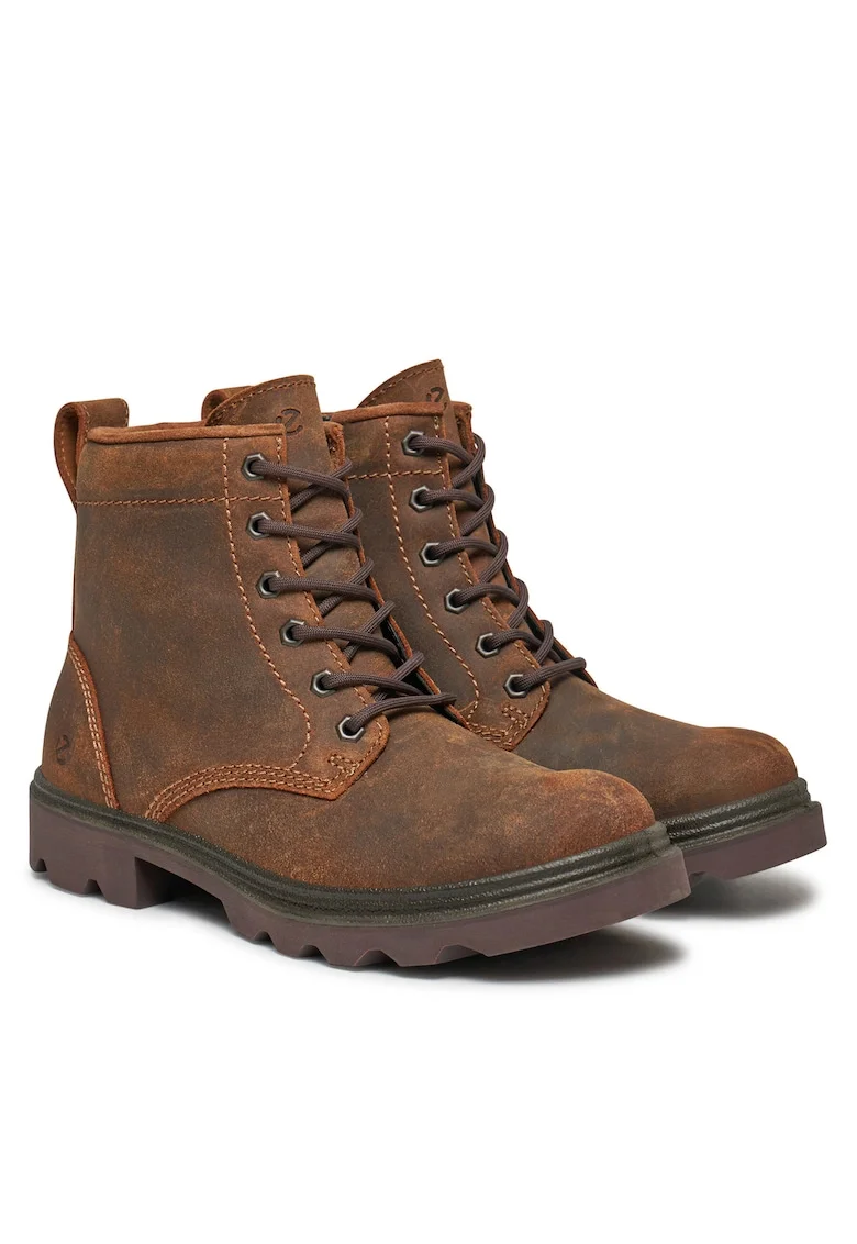 Ghete dama,  piele naturala, maro, fermoar,
