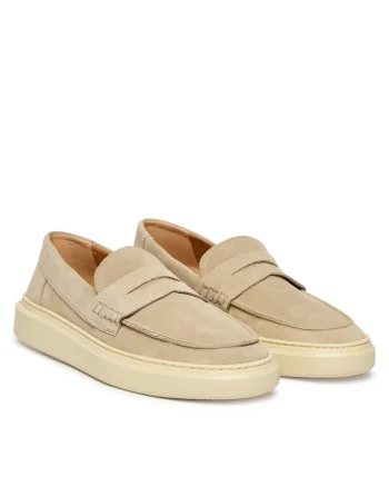Mocasini barbati,  piele naturala, bej, Bej