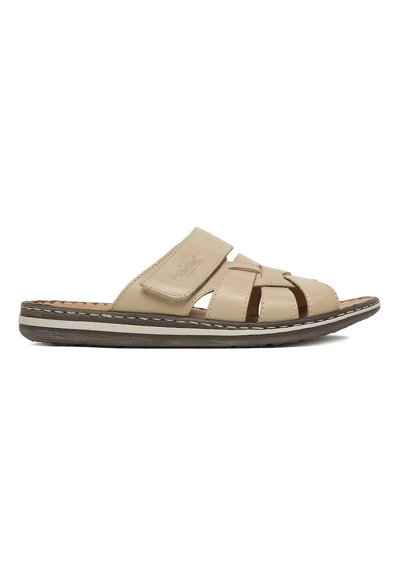 Slapi barbat,  piele naturala, bej, confort sporit