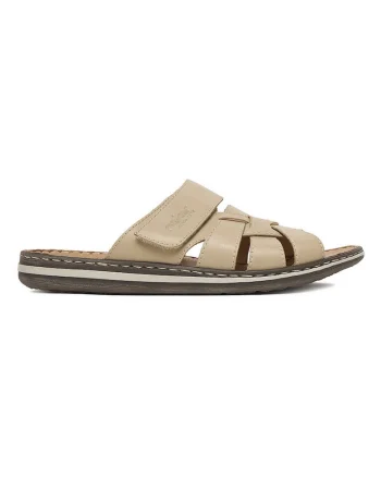 Slapi barbat,  piele naturala, bej, confort sporit