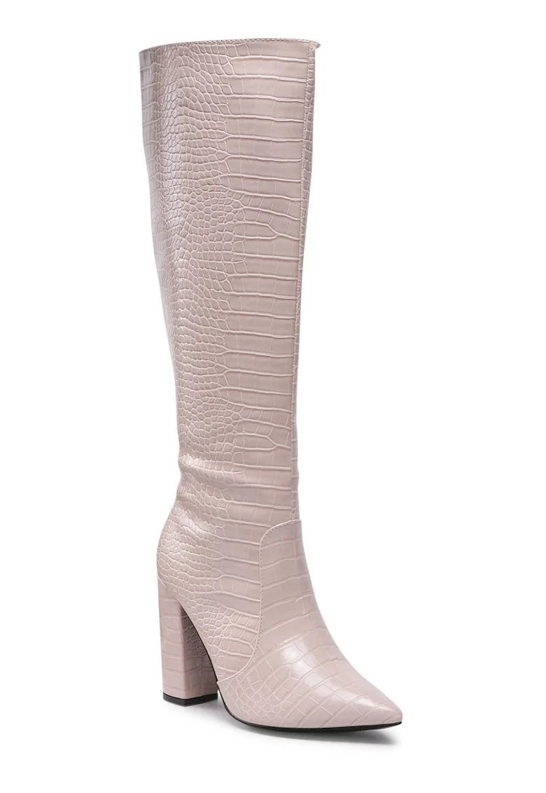 Cizme dama,  piele ecologica, toc clasic, bej