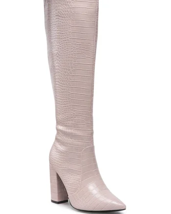 Cizme dama,  piele ecologica, toc clasic, bej