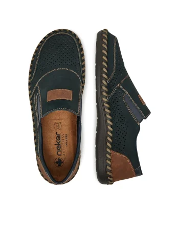 Pantofi barbati,  piele naturala, bleumarin, talpa plata, tehnologie Antistress