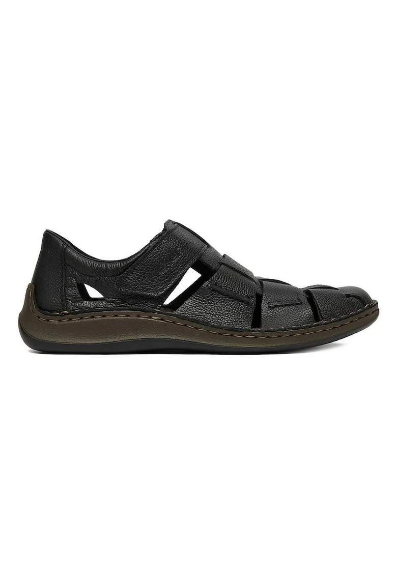Sandale barbati,  piele naturala, negru, inchidere velcro