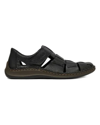Sandale barbati,  piele naturala, negru, inchidere velcro