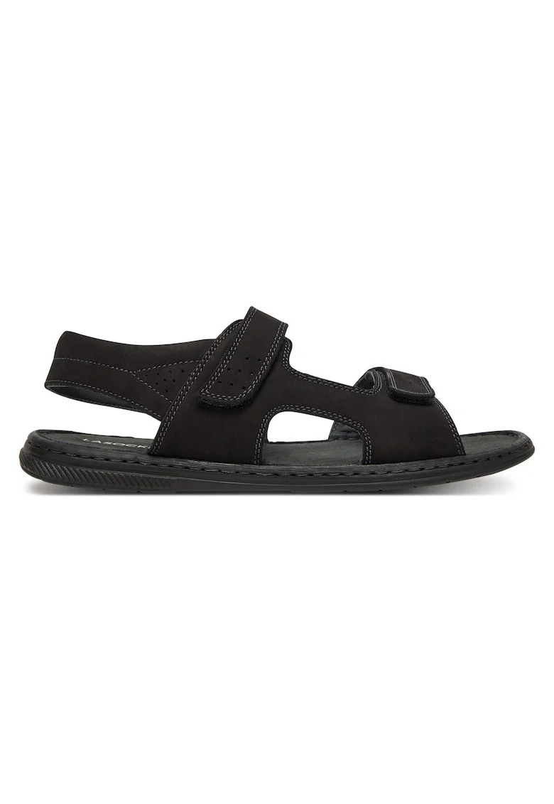 Sandale barbati,  piele naturala, negru, velcro