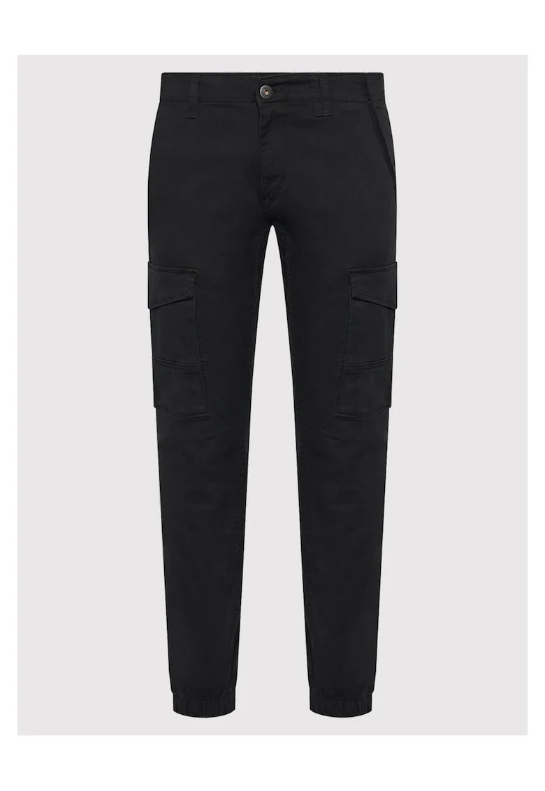 Pantaloni barbati,  bumbac organic, fermoar, negru,