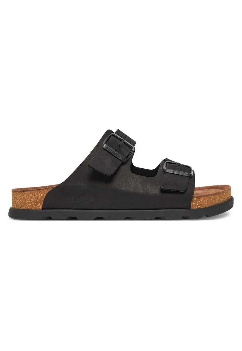 Slapi barbati,  piele naturala, negru, confortabil